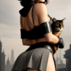 a dieselpunk woman with cat 3998308934
