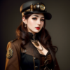 Beautiful steampunk lady with cap and goggles