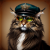 Steampunk maine coon cat with cap and goggles